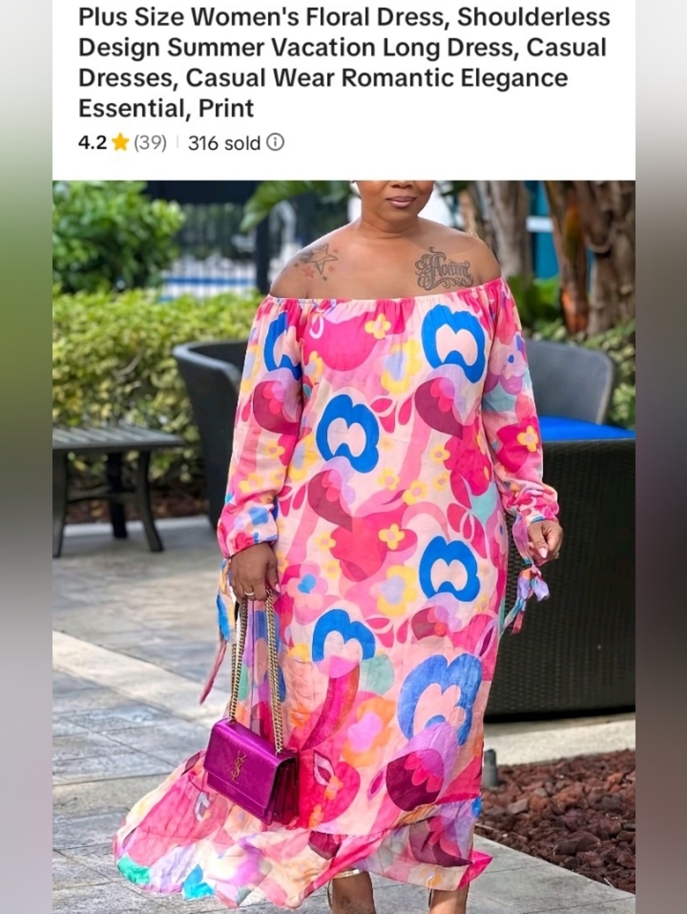 Plus Size Off-Shoulder Floral Maxi Dress in Pink